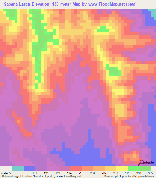 Sabana Larga,Dominican Republic Elevation Map