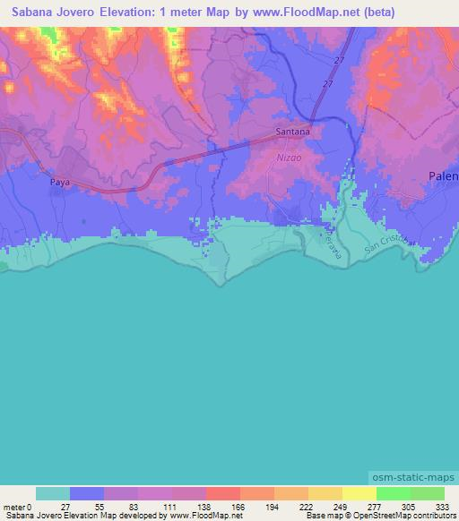 Sabana Jovero,Dominican Republic Elevation Map