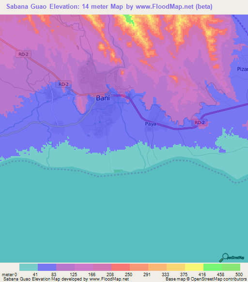 Sabana Guao,Dominican Republic Elevation Map