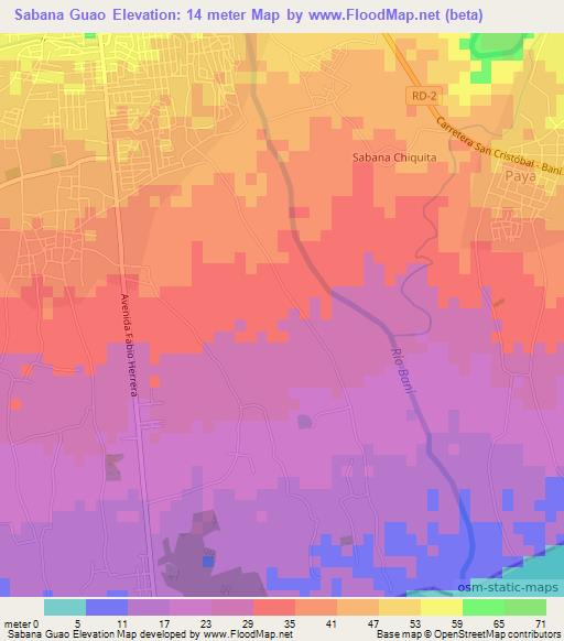 Sabana Guao,Dominican Republic Elevation Map