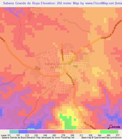 Sabana Grande de Boya,Dominican Republic Elevation Map