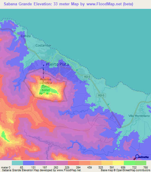 Sabana Grande,Dominican Republic Elevation Map