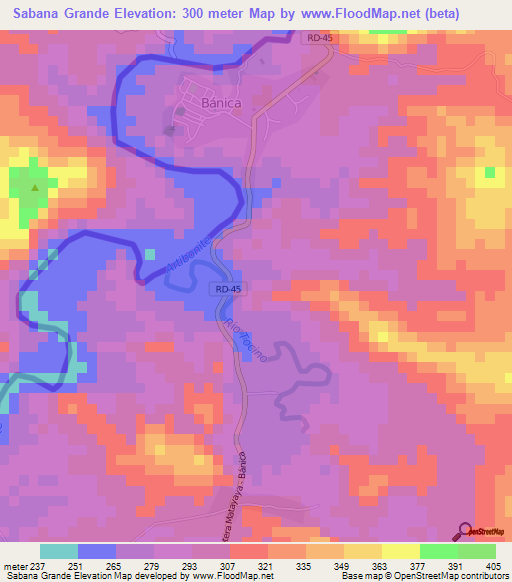 Sabana Grande,Dominican Republic Elevation Map