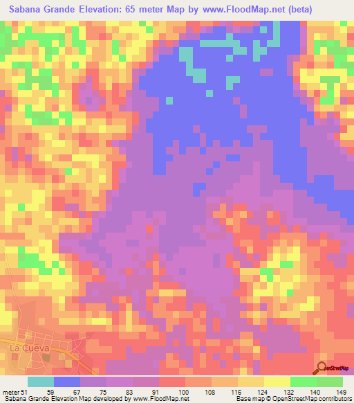 Sabana Grande,Dominican Republic Elevation Map