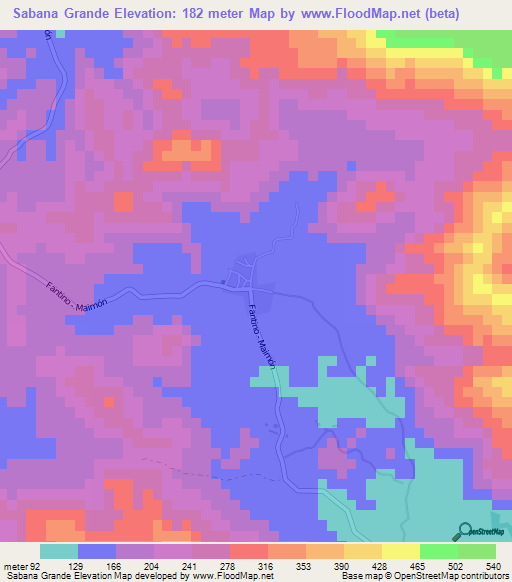 Sabana Grande,Dominican Republic Elevation Map