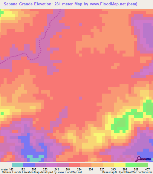 Sabana Grande,Dominican Republic Elevation Map