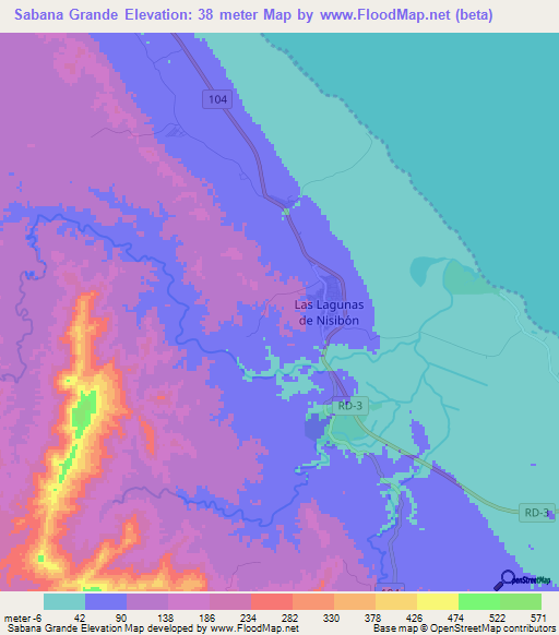 Sabana Grande,Dominican Republic Elevation Map