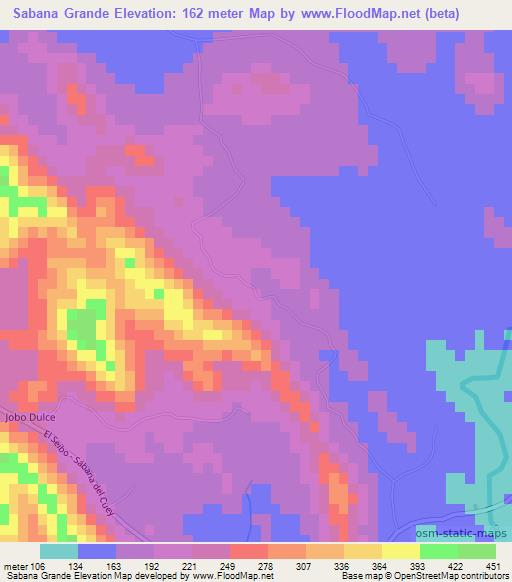 Sabana Grande,Dominican Republic Elevation Map