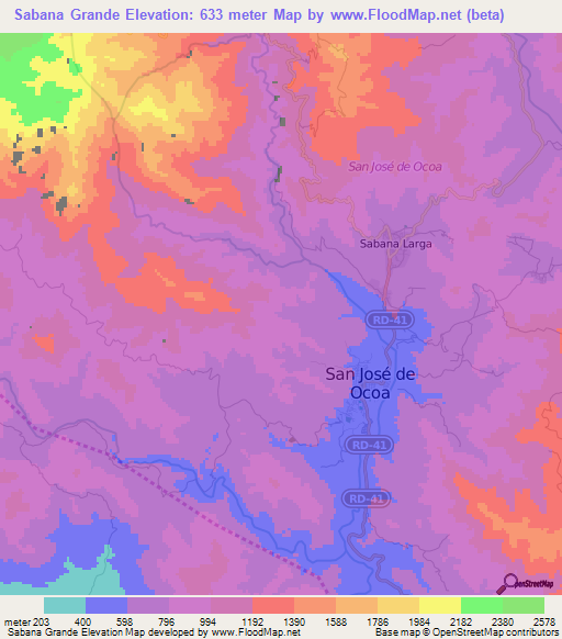 Sabana Grande,Dominican Republic Elevation Map