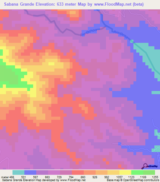 Sabana Grande,Dominican Republic Elevation Map