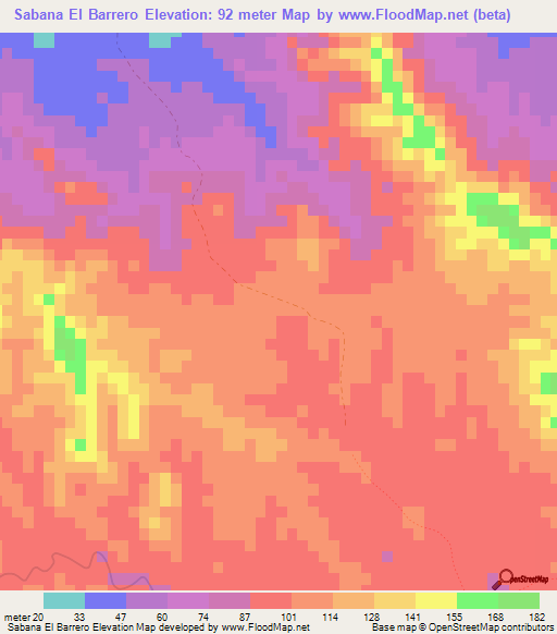 Sabana El Barrero,Dominican Republic Elevation Map