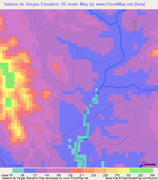 Sabana de Vargas,Dominican Republic Elevation Map