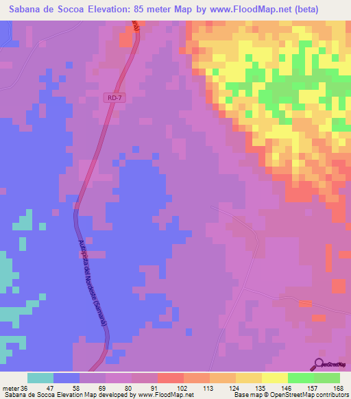 Sabana de Socoa,Dominican Republic Elevation Map