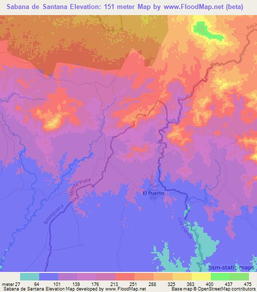 Sabana de Santana,Dominican Republic Elevation Map