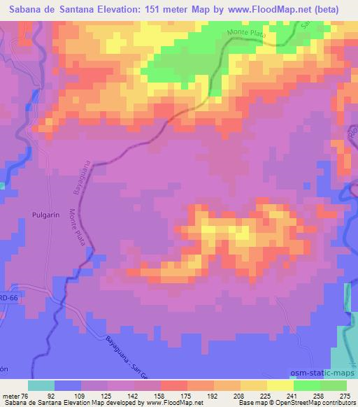 Sabana de Santana,Dominican Republic Elevation Map