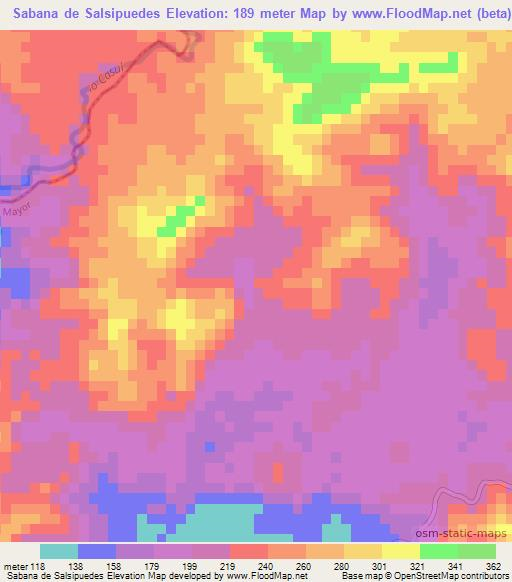 Sabana de Salsipuedes,Dominican Republic Elevation Map