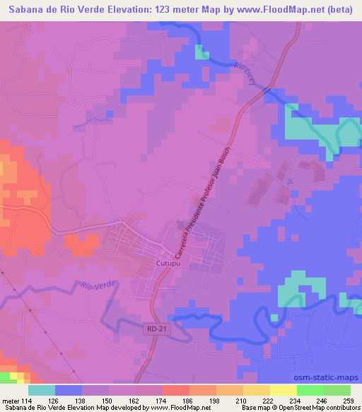 Sabana de Rio Verde,Dominican Republic Elevation Map