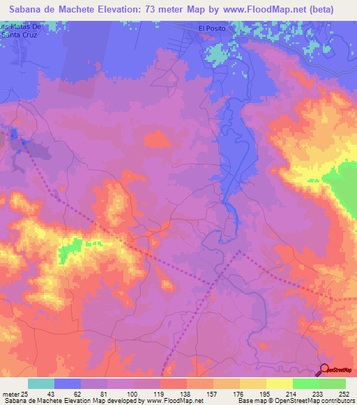 Sabana de Machete,Dominican Republic Elevation Map