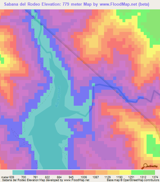 Sabana del Rodeo,Dominican Republic Elevation Map