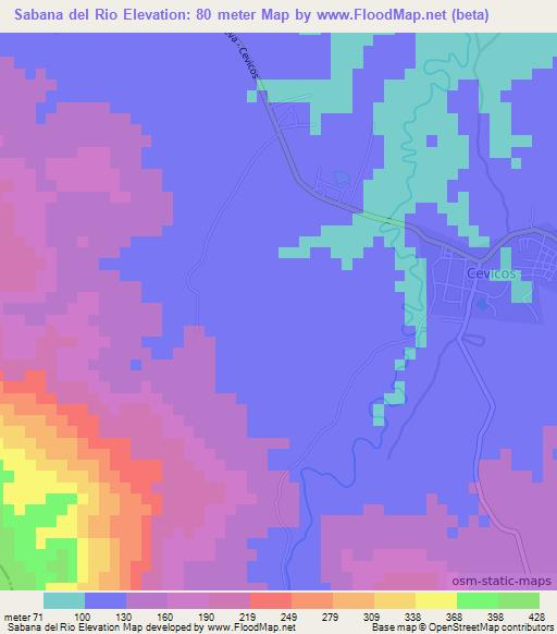 Sabana del Rio,Dominican Republic Elevation Map