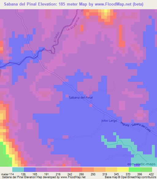 Sabana del Pinal,Dominican Republic Elevation Map