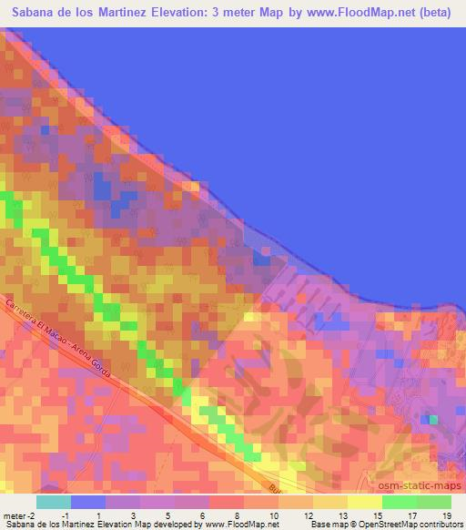 Sabana de los Martinez,Dominican Republic Elevation Map