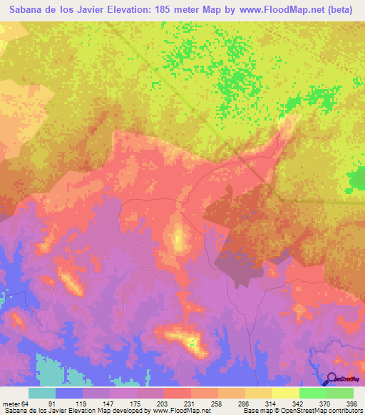 Sabana de los Javier,Dominican Republic Elevation Map