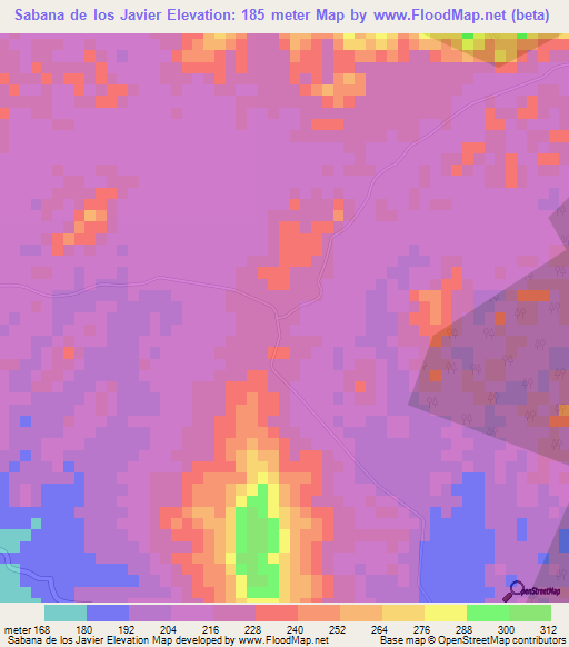 Sabana de los Javier,Dominican Republic Elevation Map