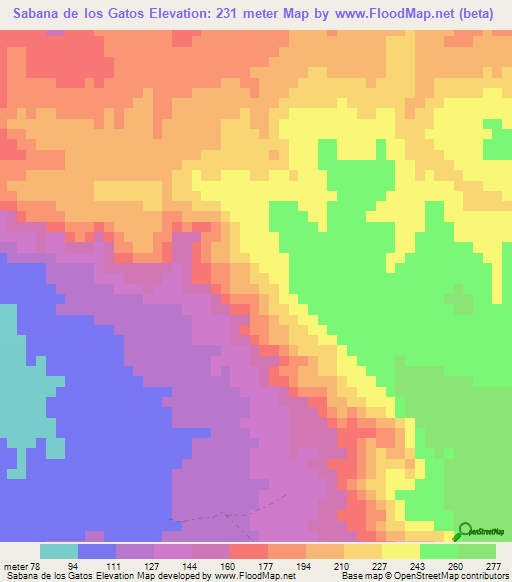 Sabana de los Gatos,Dominican Republic Elevation Map