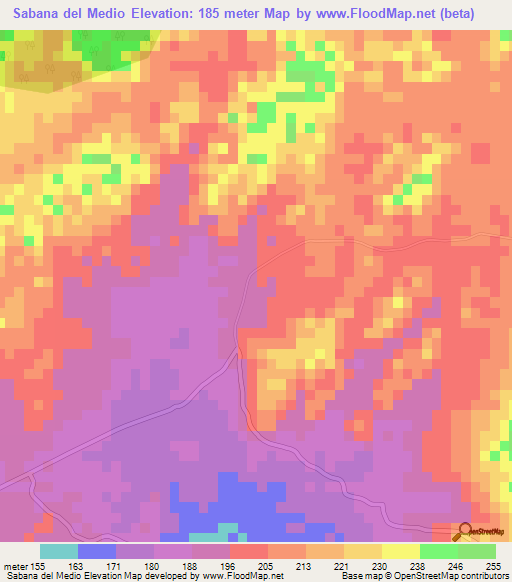 Sabana del Medio,Dominican Republic Elevation Map