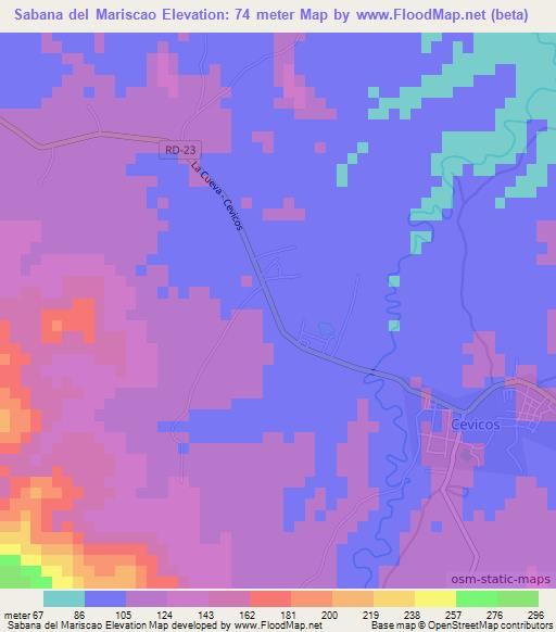 Sabana del Mariscao,Dominican Republic Elevation Map