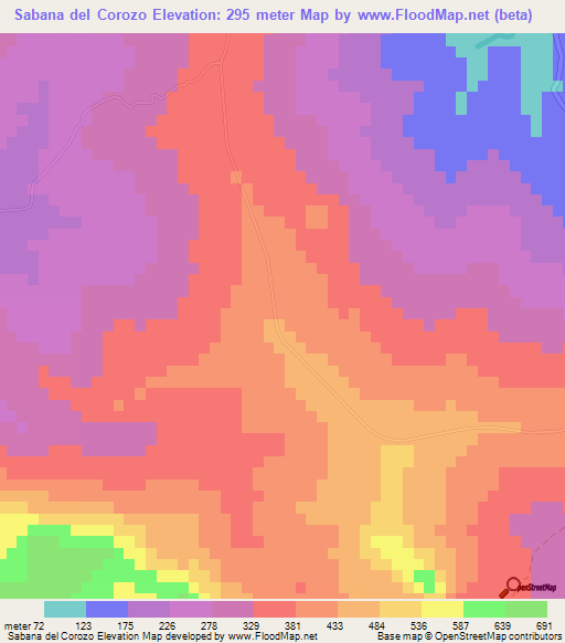 Sabana del Corozo,Dominican Republic Elevation Map