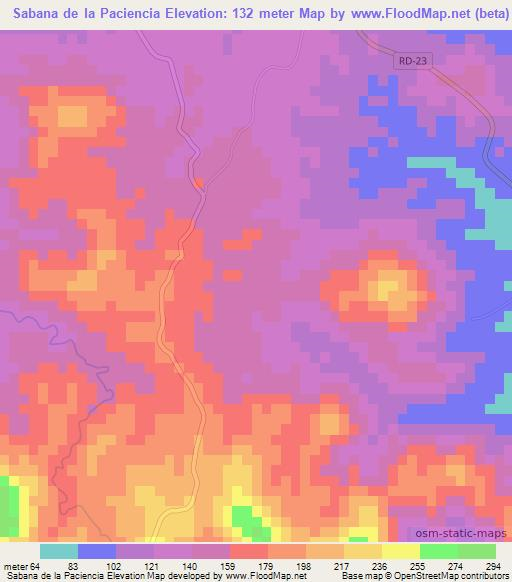 Sabana de la Paciencia,Dominican Republic Elevation Map