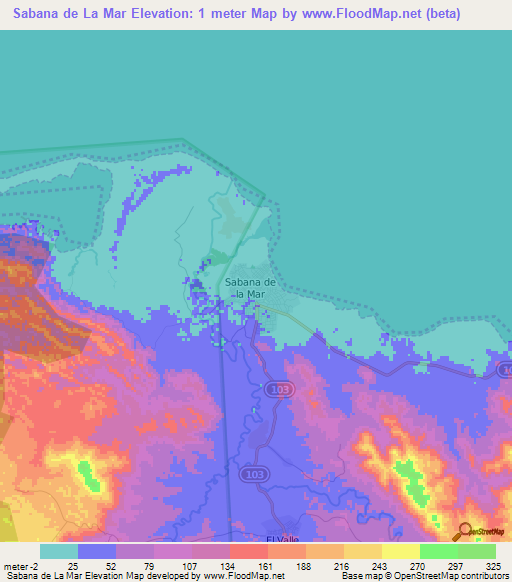 Sabana de La Mar,Dominican Republic Elevation Map