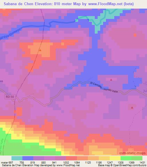 Sabana de Chen,Dominican Republic Elevation Map