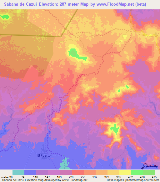 Sabana de Cazui,Dominican Republic Elevation Map