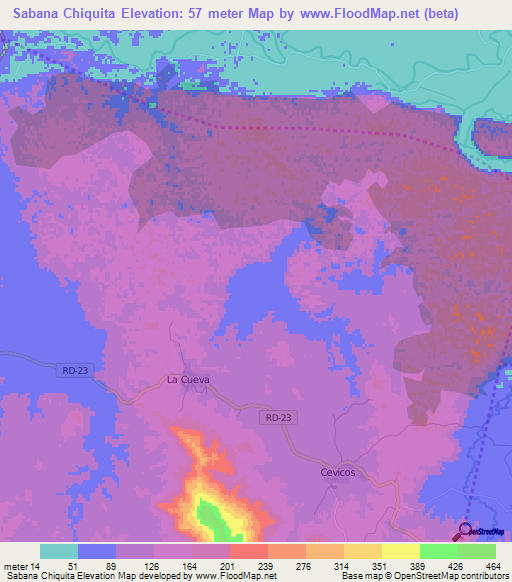 Sabana Chiquita,Dominican Republic Elevation Map