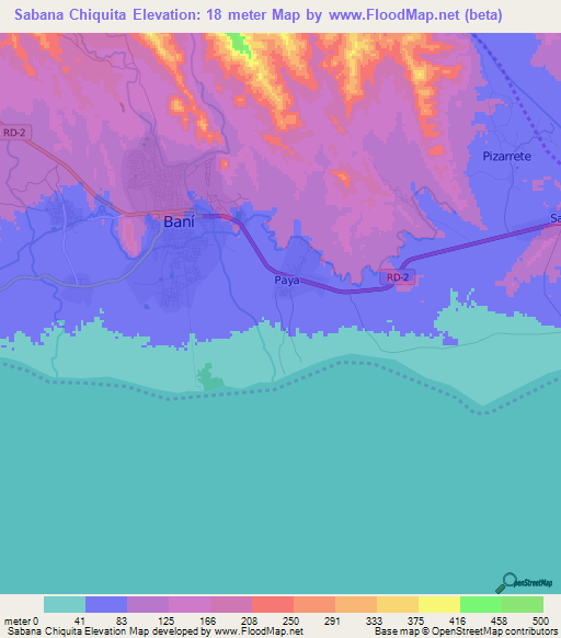 Sabana Chiquita,Dominican Republic Elevation Map