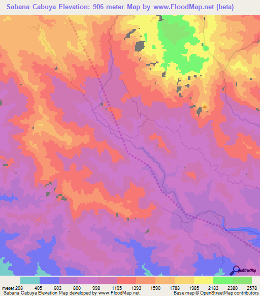 Sabana Cabuya,Dominican Republic Elevation Map