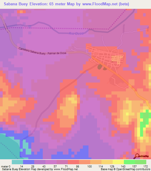 Sabana Buey,Dominican Republic Elevation Map