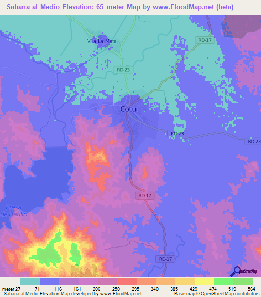 Sabana al Medio,Dominican Republic Elevation Map