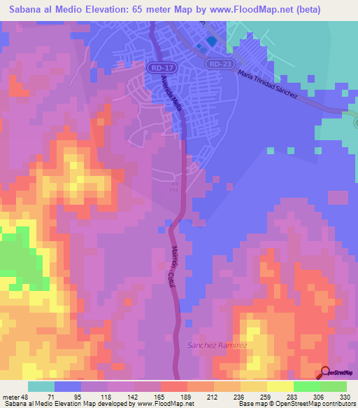 Sabana al Medio,Dominican Republic Elevation Map