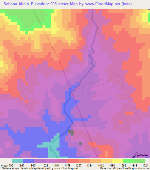 Sabana Abajo,Dominican Republic Elevation Map