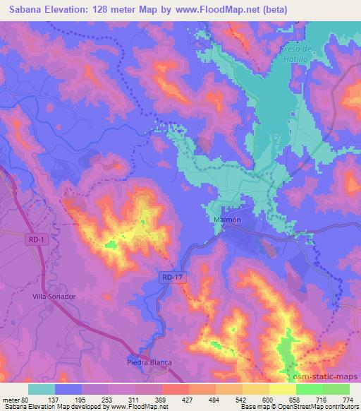 Sabana,Dominican Republic Elevation Map