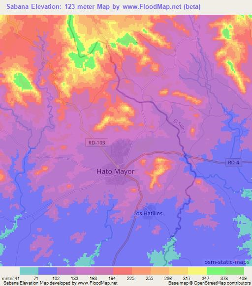 Sabana,Dominican Republic Elevation Map