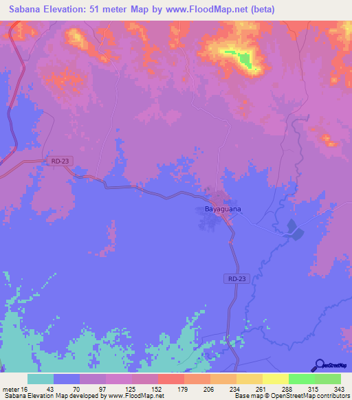 Sabana,Dominican Republic Elevation Map