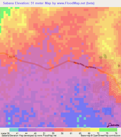 Sabana,Dominican Republic Elevation Map