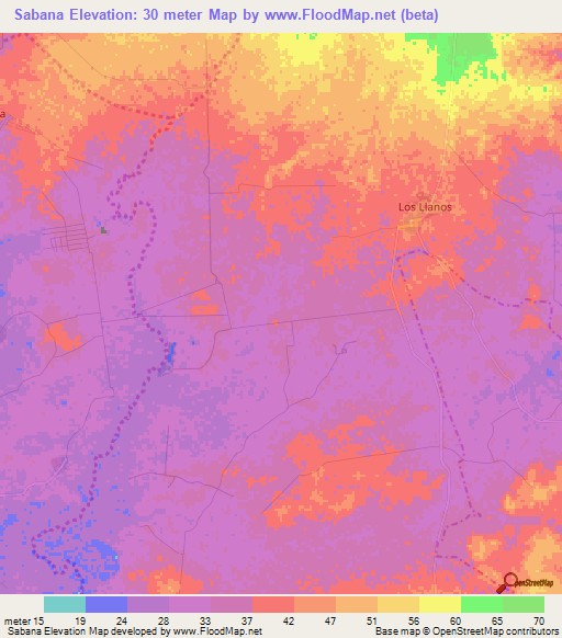 Sabana,Dominican Republic Elevation Map