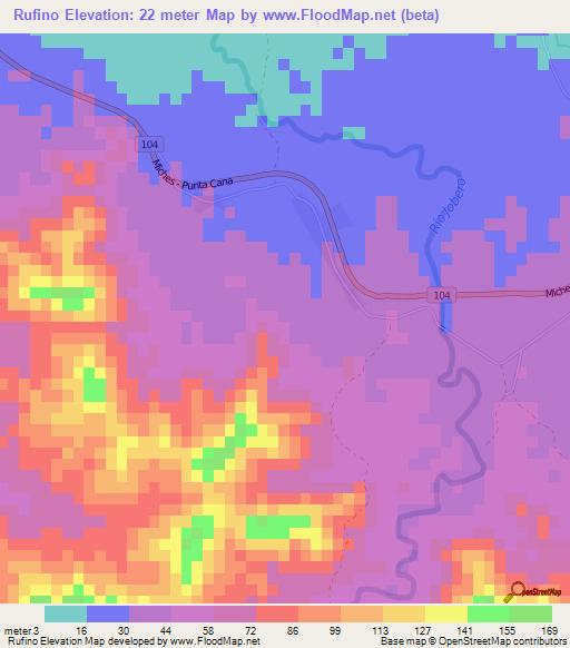 Rufino,Dominican Republic Elevation Map