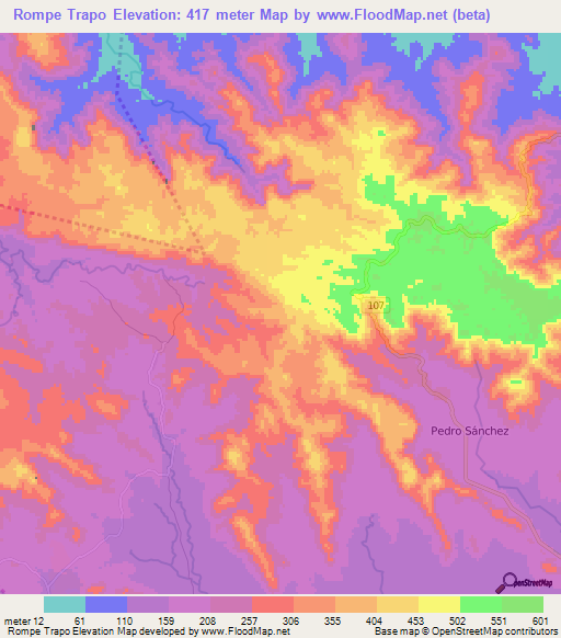 Rompe Trapo,Dominican Republic Elevation Map